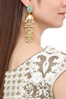 Matte Finish Turquoise Stone Jhumki Earrings