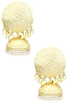 Matte Finish Jaali Work Jhumki Earrings