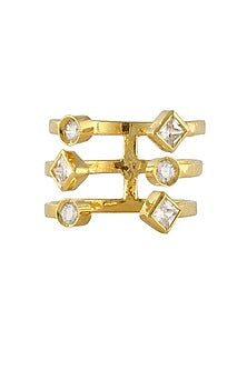 Gold plated swarovski crystals 3 layer wrap ring