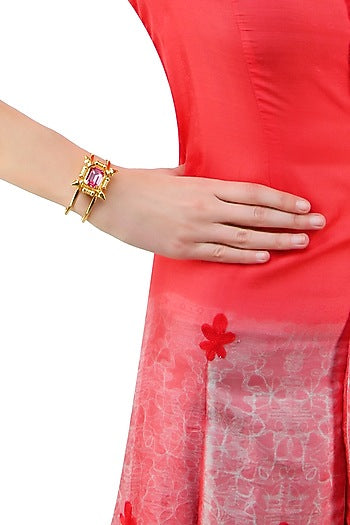 Gold plated pink rumi bracelet