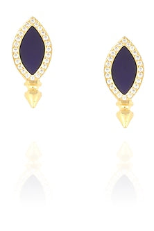 Gold plated blue swarovski petal earrings