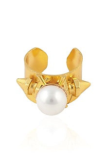 Gold Plated Pearl Bullet Adjustable Ring