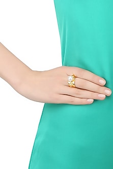 Gold Plated Pearl Bullet Adjustable Ring