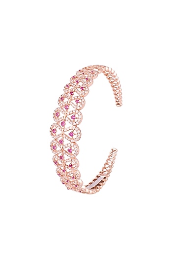 18kt Rose gold diamond and ruby openable bangle