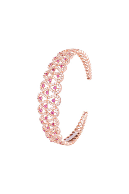 18kt Rose gold diamond and ruby openable bangle