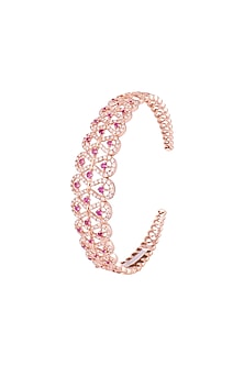 18kt Rose gold diamond and ruby openable bangle