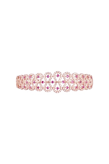 18kt Rose gold diamond and ruby openable bangle