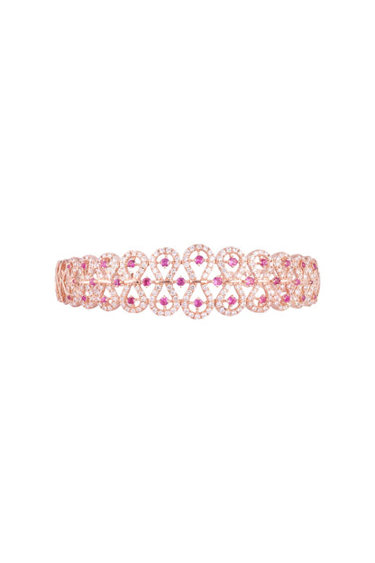 18kt Rose gold diamond and ruby openable bangle