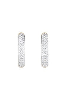 18kt Yellow gold diamond pave hoop earrings