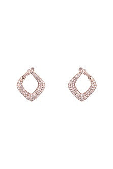 18kt Rose gold diamond pave hoop earrings