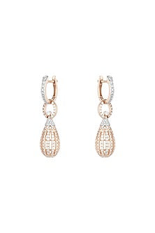 18kt Rose gold two tone diamond earrings