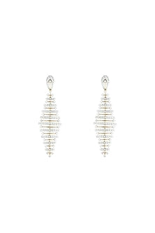 18kt Yellow gold diamond balance two tone earrings