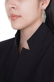 18kt Yellow gold diamond balance two tone earrings