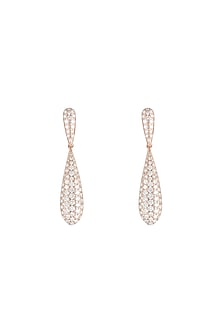 18kt Rose gold diamond pave drop earrings