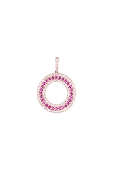 18kt Rose gold circle of life diamond and ruby pendant