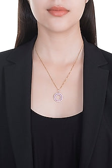 18kt Rose gold circle of life diamond and ruby pendant