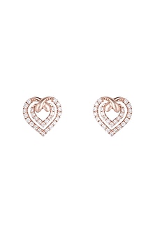 18kt Rose gold diamond infinity heart stud earrings