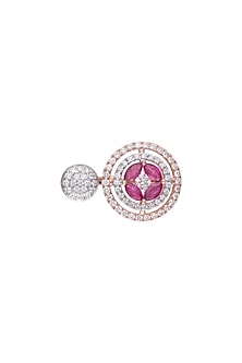 18kt Rose gold circle of life diamond and ruby ring
