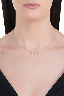 18kt White gold love diamond pendant