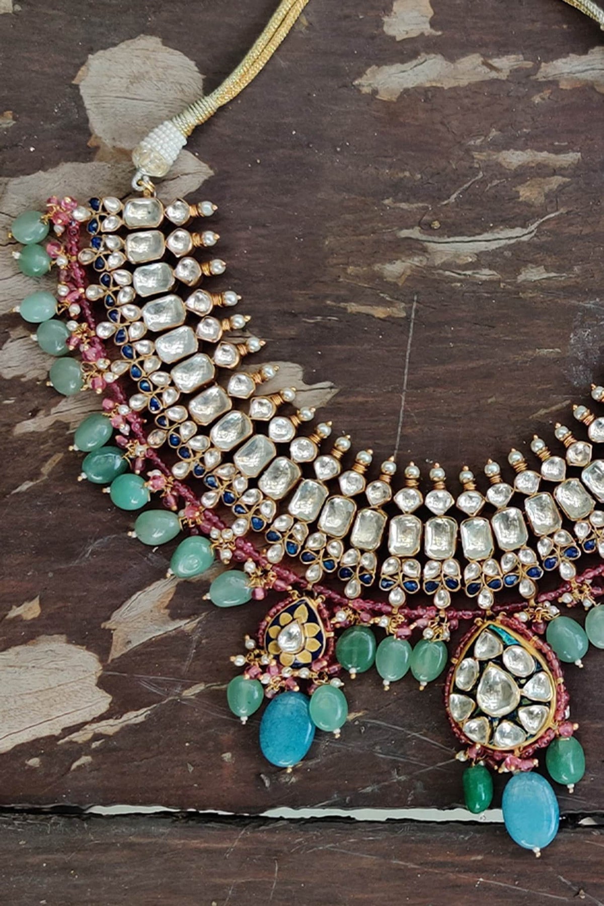 Pendant Drop Stone Choker Set 