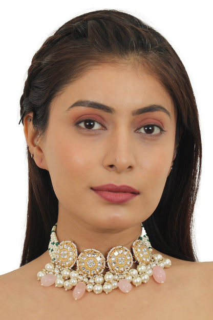 Floral Carved Gold Necklace Set 