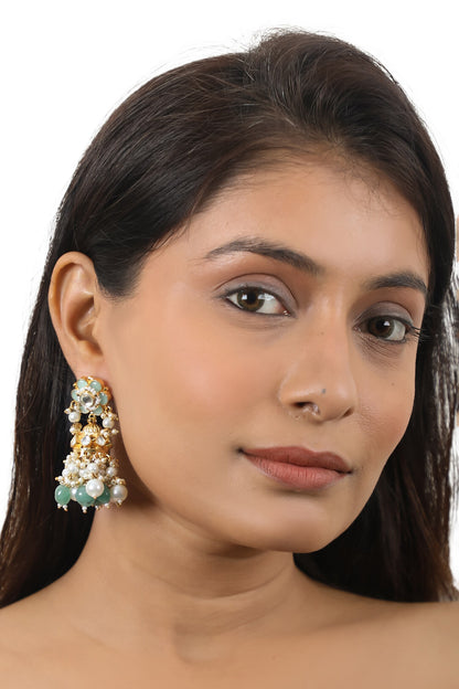 Jade Embellished Floral Necklace Set 