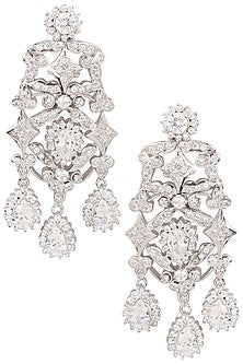 Silver platinum plated swarovski choker necklace and maang tikka set