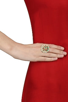 Gold Plated Jadao Floral Ring