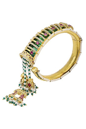Gold Plated Green Enamel Bracelet