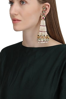 Gold Plated Mogra and Lotus Jhoomar Earrings