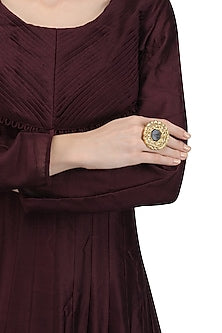 Gold Plated Shennai Arsee Grey Stone Ring