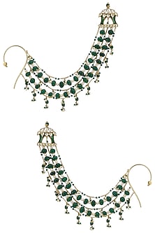 Gold Plated Green Melon Motif Suspended Earrings