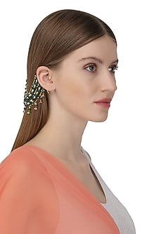 Gold Plated Green Melon Motif Suspended Earrings