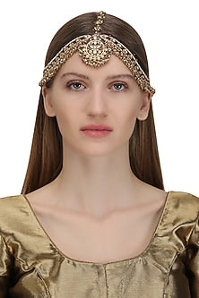 Gold Plated Palki Multi Colored Beads Matha Patti