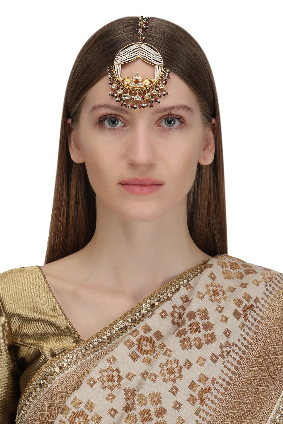 Gold Plated Hollow Samaroh Maang Tikka