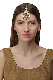 Gold Plated Palki Semi-Precious Stones Maang Tikka