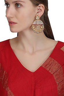Gold Plated Lotus Pearl Earrings