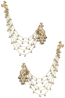 Gold Plated Green Palki Earrings