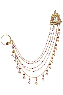 Gold Plated Beaded Chains Nose Ring