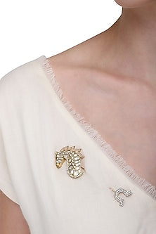 Gold Plated Horse Shoe Lapel Pin