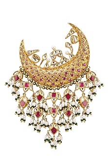 Gold Plated Semi Precious Stones Crescent Passa