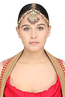 Gold Plated Kundan and Pearls Matha Patti