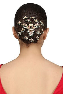 Gold Plated Hair Brooch with Lotus Bud Hair Pins