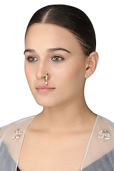 Gold Plated Rice Pearls Nose Ring