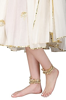 Gold Plated Bride and Groom Motif Anklets
