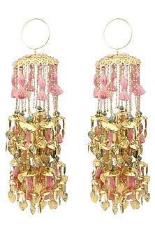 Gold Plated Jaali Work Pearls and Tassel Kaleeras