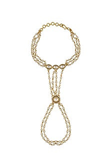 Set Of 2 Gold Plated Pearl Hand Harness