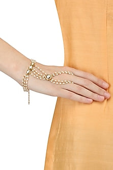 Set Of 2 Gold Plated Pearl Hand Harness