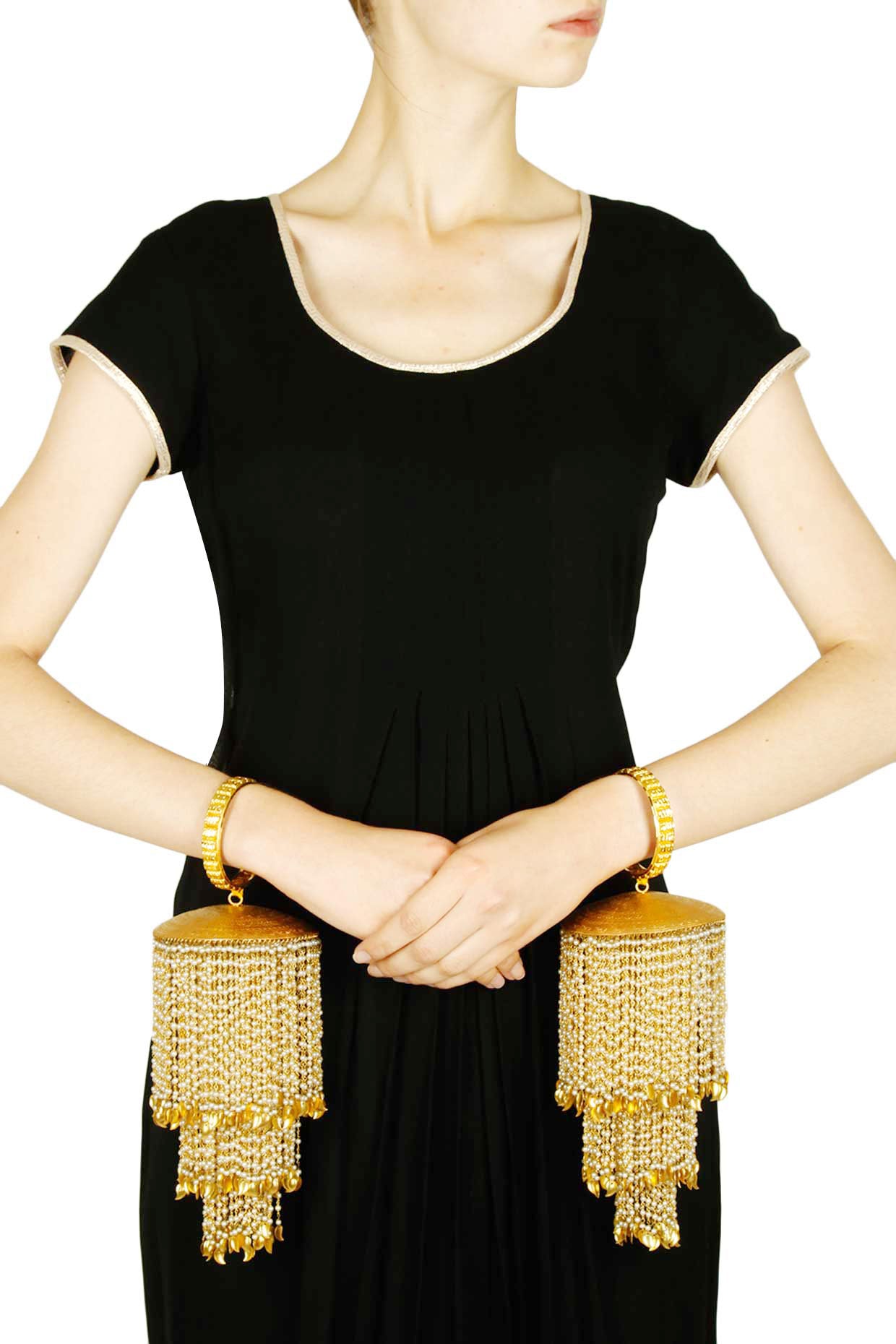 Gold plated leaf bridal kaleeras