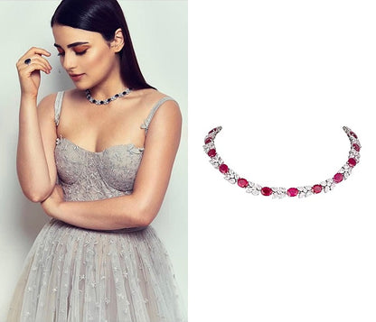 White Finish Red Swarovski Necklace